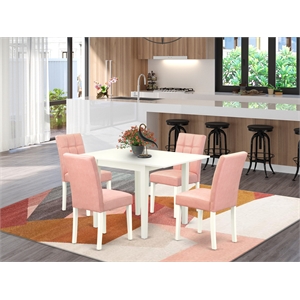 Pemberly Row 5-Piece Dining Table Set in Linen White and Beige Red