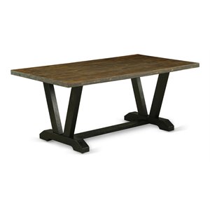 Pemberly Row V-Style 40x72&quot Wood Dining Table in Black/Brown