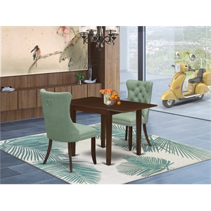 Pemberly Row 3-Piece Dining Set with Drop-Leaf Table in Mahogany