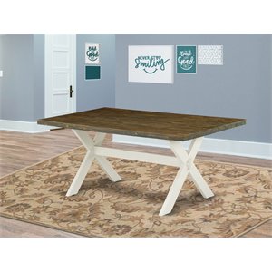 Pemberly Row X-Style Rectangular Wood Dining Table in White and Brown