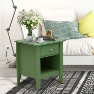 Pemberly Row Gallatin 18&quot Wood Nightstand with 1 Drawer in Clover Green