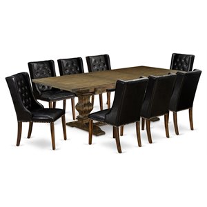 Pemberly Row 9-Piece Dining Set in Jacobean Brown and Black