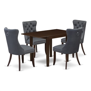 Pemberly Row 5-Piece Mahogany Kitchen Dining Set with Platinum Gray Chairs