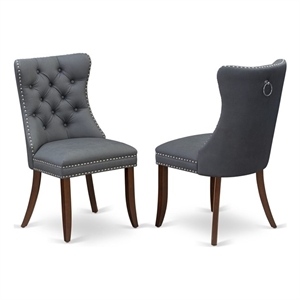 Pemberly Row Parson Dining Chairs in Faux Leather Platinum Gray (Set of 2)