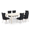 Pemberly Row 7-Piece Rubberwood Dining Set in Linen White and Dark Gray