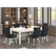 Pemberly Row 7-Piece Rubberwood Dining Set in Linen White and Dark Gray