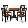 Pemberly Row 5-Piece Wood Dining Set w/ Slatted Chairs in Black/Cherry