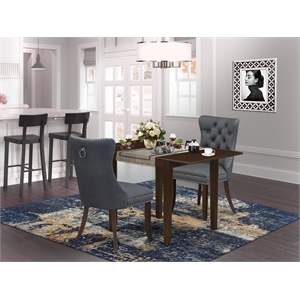 Pemberly Row 3-Piece Rubberwood Dining Set with Drop Leaf Table in Mahogany