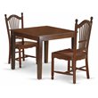 Pemberly Row Oxford 3-Piece Wood Dining Table and Chair Set in Mahogany