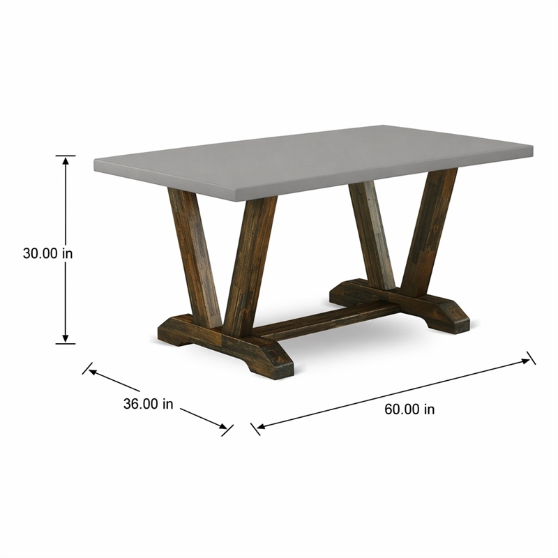 Pemberly Row V-Style 36x60 in Wood Dining Table in Gray and Brown