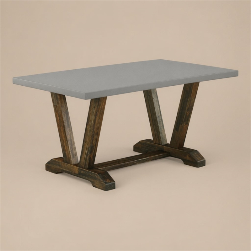 Pemberly Row V-Style 36x60 in Wood Dining Table in Gray and Brown