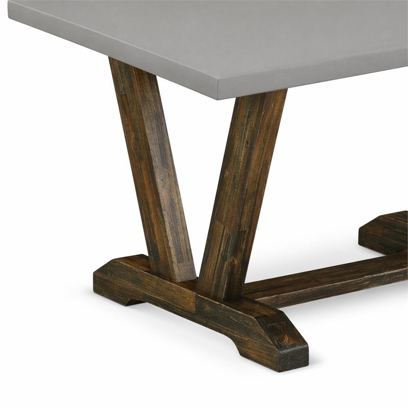 Pemberly Row V-Style 36x60 in Wood Dining Table in Gray and Brown