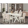 Pemberly Row X-Style 7-Piece Wood Dining Set in Black and Light Beige