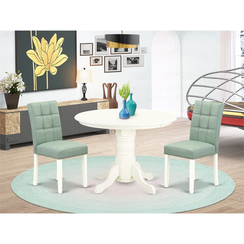 Pemberly Row 3-Piece Dining Set with Acacia Wood and Faux Leather