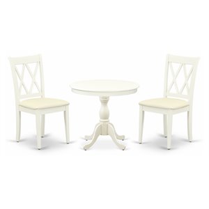 Pemberly Row 3-Piece Antique Double X-Back Chair and Table Set in White
