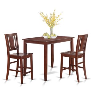 Pemberly Row Buckland 3-Piece Counter Height Dining Set in Mahogany