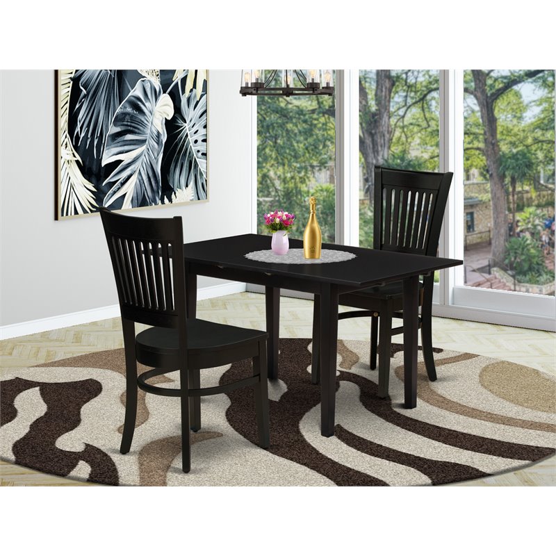 Pemberly Row 3-Piece Dining Set with Rectangular Black Table