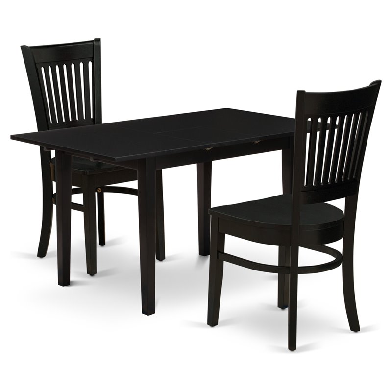 Pemberly Row 3-Piece Dining Set with Rectangular Black Table