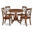 Pemberly Row 5-Piece Wood Dining Set in Mahogany with Linen White Seats