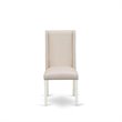Pemberly Row Set of 2 Upholstered Fabric Dining Chairs in Linen White
