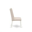 Pemberly Row Set of 2 Upholstered Fabric Dining Chairs in Linen White