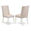 Pemberly Row Set of 2 Upholstered Fabric Dining Chairs in Linen White
