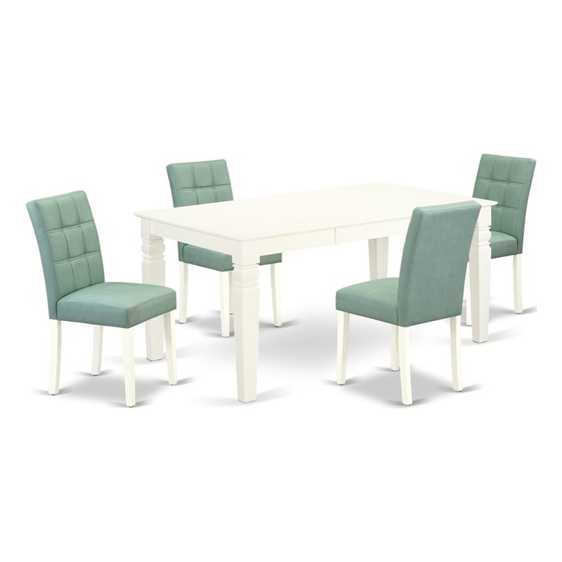 Pemberly Row 5-Piece Wood Dining Table Set in Linen White and Willow Green