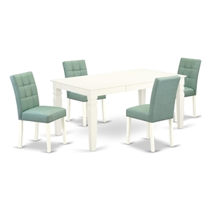 Pemberly Row 5-Piece Wood Dining Table Set in Linen White and Willow Green