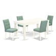 Pemberly Row 5-Piece Wood Dining Table Set in Linen White and Willow Green