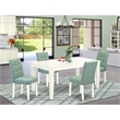 Pemberly Row 5-Piece Wood Dining Table Set in Linen White and Willow Green