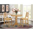 Pemberly Row 3-Piece Round Wood Dining Table Set with Oak Finish