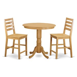 Pemberly Row 3-Piece Round Wood Dining Table Set with Oak Finish