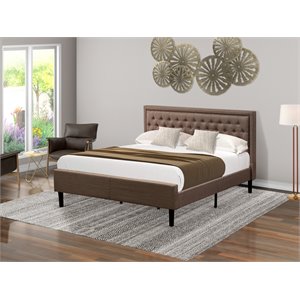 Pemberly Row King Upholstered Panel Bed in Brown and Engineered Wood
