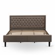 Pemberly Row King Upholstered Panel Bed in Brown and Engineered Wood