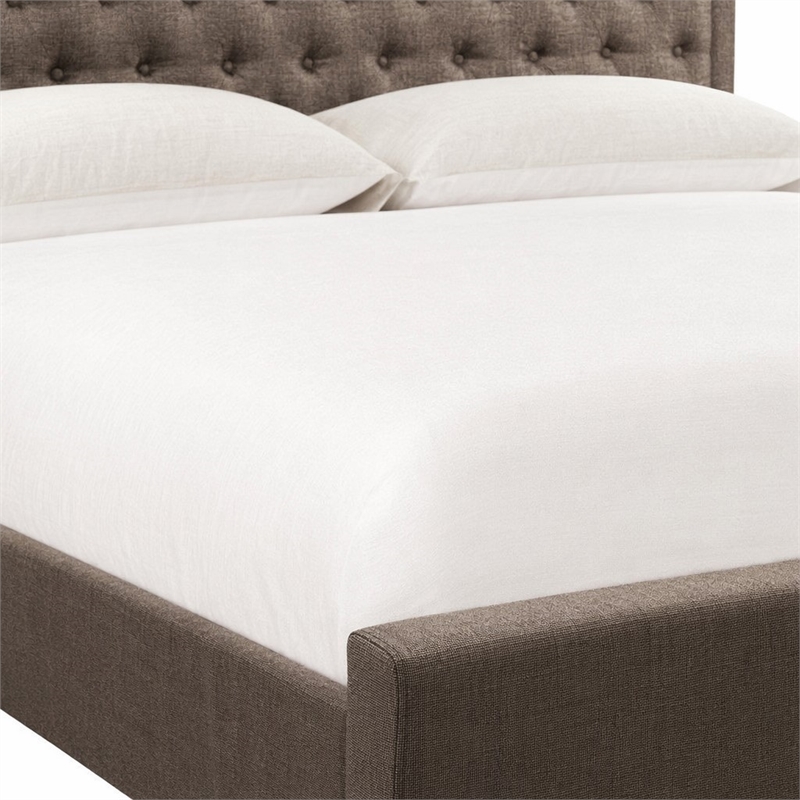 Pemberly Row King Upholstered Panel Bed in Brown and Engineered Wood