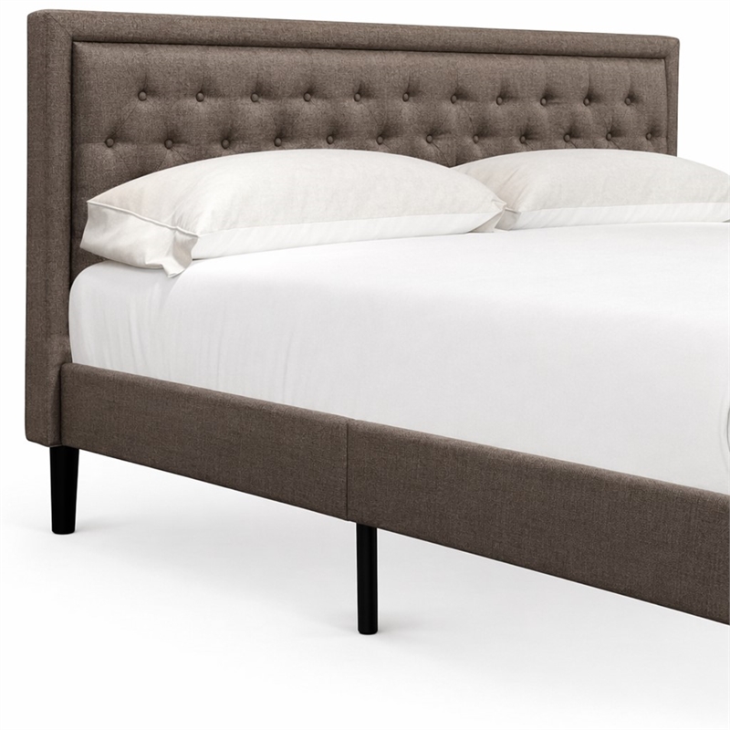 Pemberly Row King Upholstered Panel Bed in Brown and Engineered Wood
