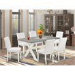 Pemberly Row 7-Piece Wood Dining Set in White and Cement Finish