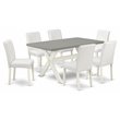 Pemberly Row 7-Piece Wood Dining Set in White and Cement Finish