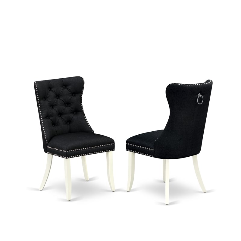 Pemberly Row 3-Piece Wood Dining Set in Linen White and Black