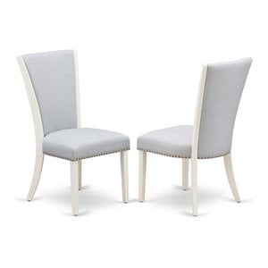 Pemberly Row Verona Set of 2 Wood Dining Chairs with Gray Linen Upholstery