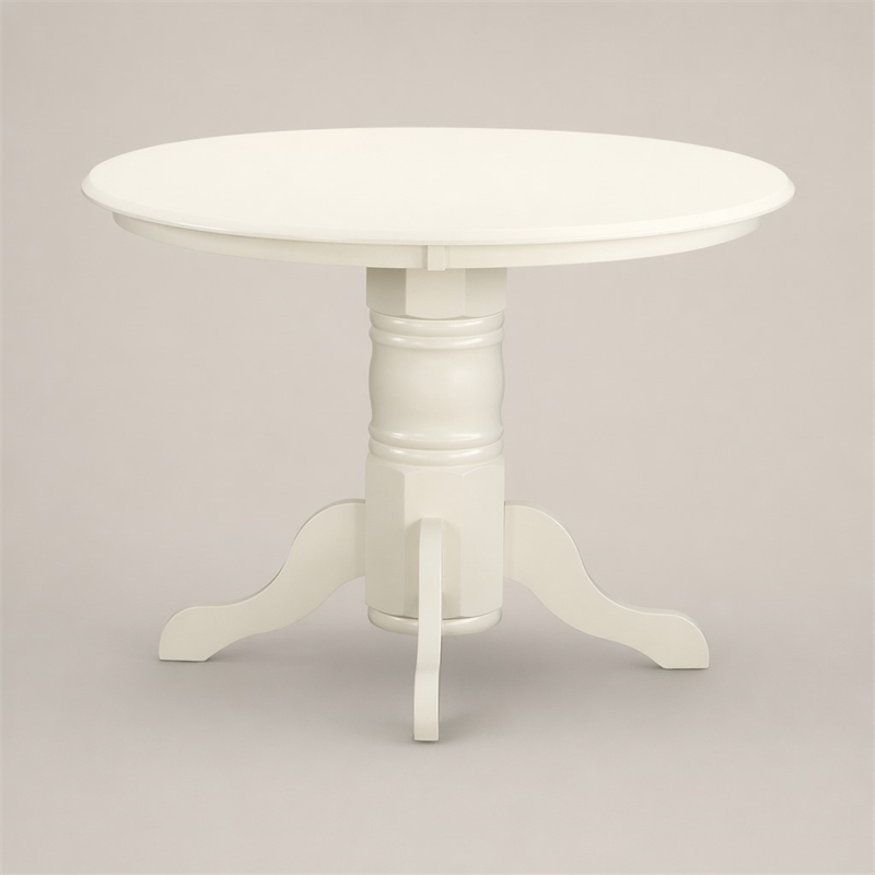 Pemberly Row Shelton Round Wood Dining Table in Buttermilk and Cherry