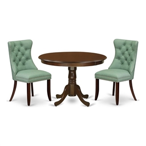 Pemberly Row 3-Piece Wooden Kitchen Table Set with Willow Green Chairs