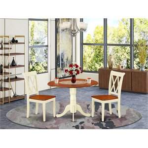 Pemberly Row 3-Piece Dublin Dining Set with X-Back Chairs in Cream/Cherry