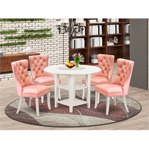 Pemberly Row 5-Piece Dining Room Set with Drop Leaf Table in Linen White