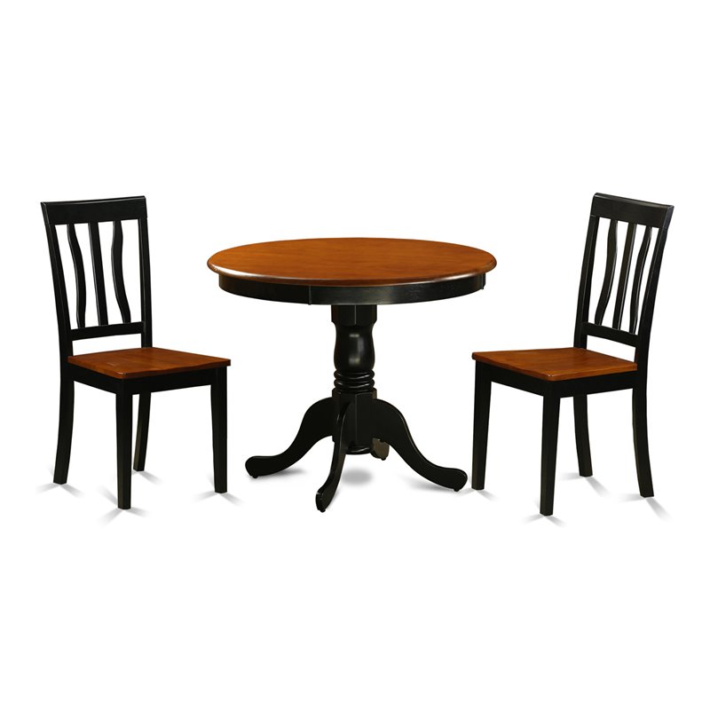 Pemberly Row 3-Piece Wood Dining Set in Black and Cherry Finish