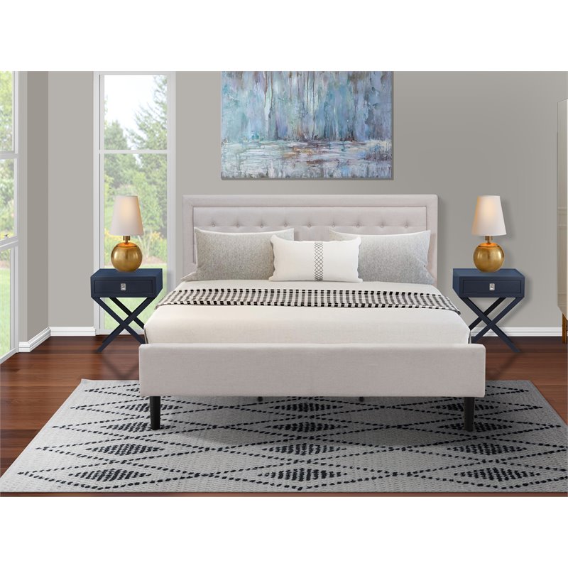 Pemberly Row 3-Piece Wood King Bedroom Set in Mist Beige/White