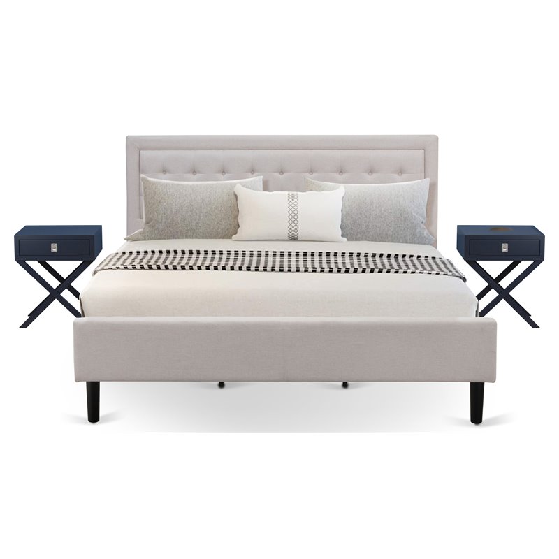 Pemberly Row 3-Piece Wood King Bedroom Set in Mist Beige/White