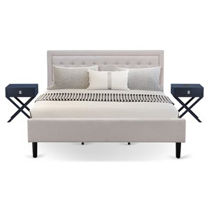 Pemberly Row 3-Piece Wood King Bedroom Set in Mist Beige/White