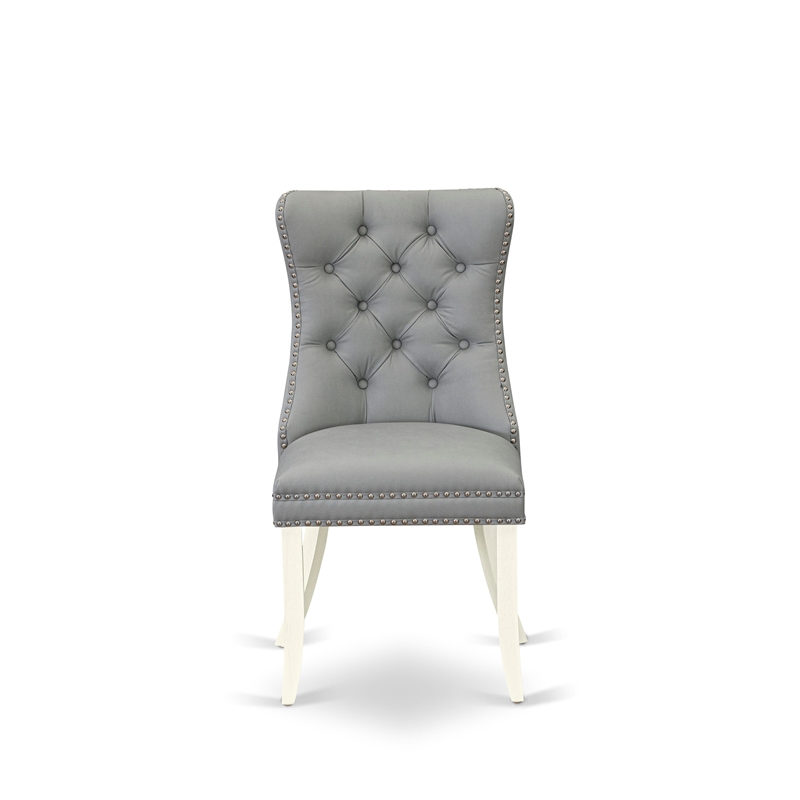 Pemberly Row Set of 2 Parson Dining Chairs in White & Light Gray Finish