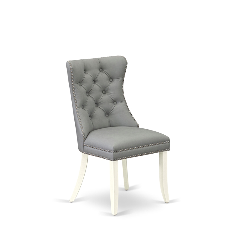 Pemberly Row Set of 2 Parson Dining Chairs in White & Light Gray Finish